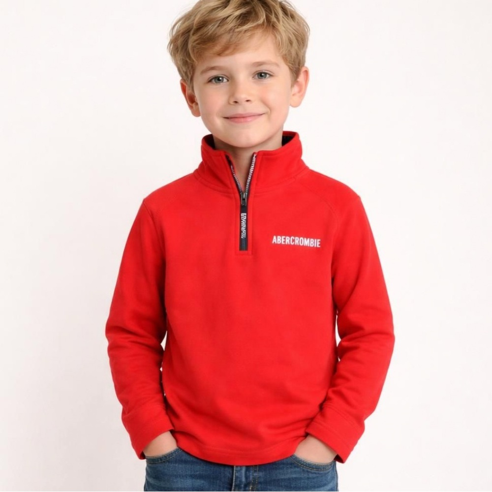 abercrombie kids logo mock-neck quarter zip pullover Boys Size 7/8